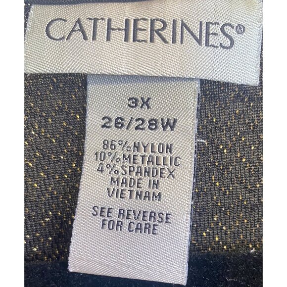 CATHERINES Metallic Black Gold Blouse Top Shimmer Party Holiday Plus 3X 26/28W - Picture 3 of 4